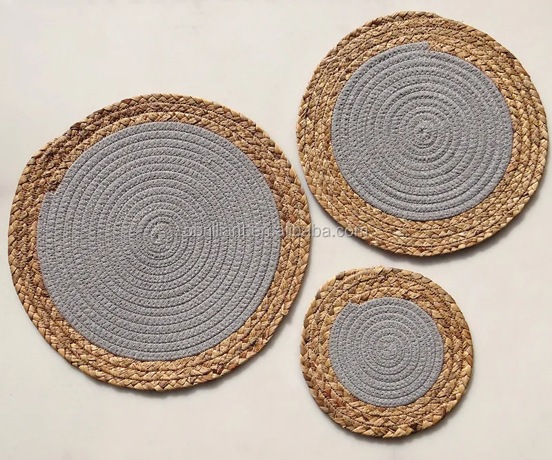 Rustic Straw Cotton Rope Placemats Braided Farmhouse Table Mats Straw