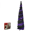 2019 new product ideas pop up spiral Halloween tinsel tree collapsible xmas tree multicolor purple and black