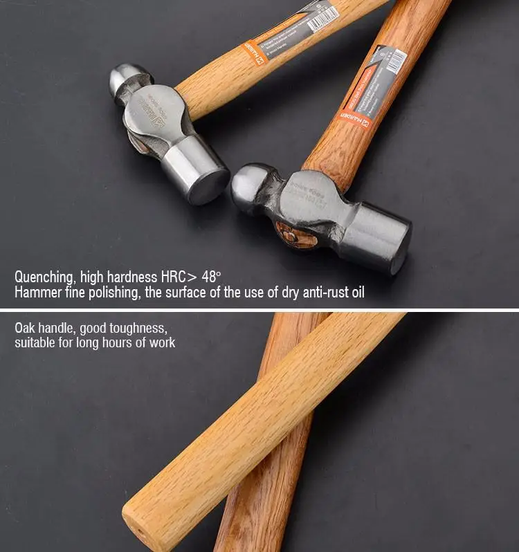 Wholesale Professional Custom Auto Repairing Carbon Steel 450g Ball Peen Hammer With Wood Handle
