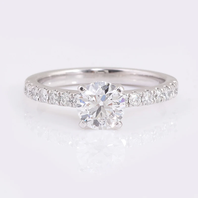 1 Carat Real Diamond Engagement Ring in Platinum Paved Setting
