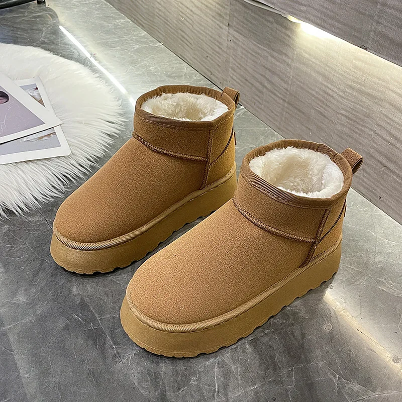 2023 Winter New Snow Boots Female Thick Soles To Wear Fur One Short