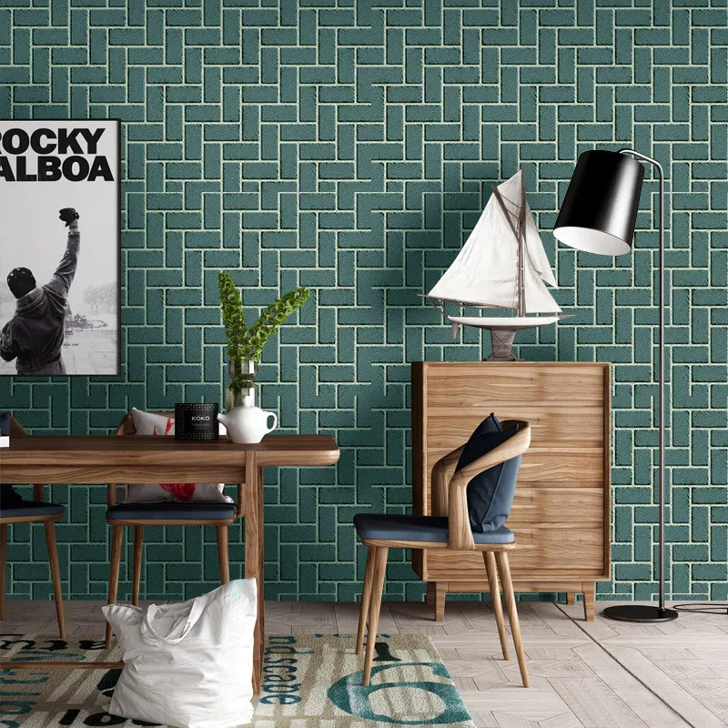 Wall Paper PVC Self-adhesive Waterproof Wallpaper 3D Rock Grain Brick Background Wall Dining Room Living Room Decoration