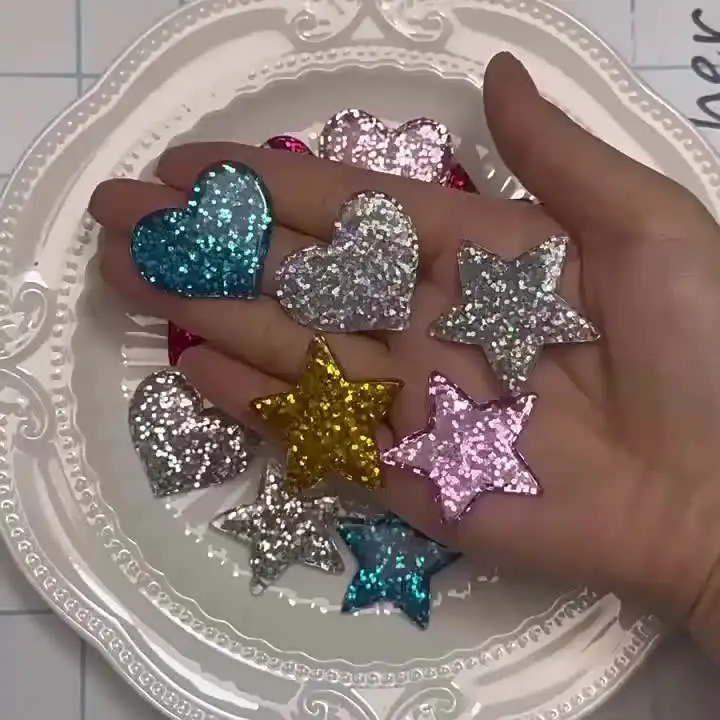 High Quality Heart Star Glitter Resin Accessories Diy Phone case Charms  Miniature Flatback Resin for Decoration