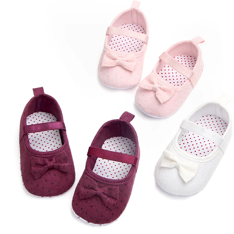 Wholesale New Cute Baby Newborn Cheap White Shoes With Bow Buy New