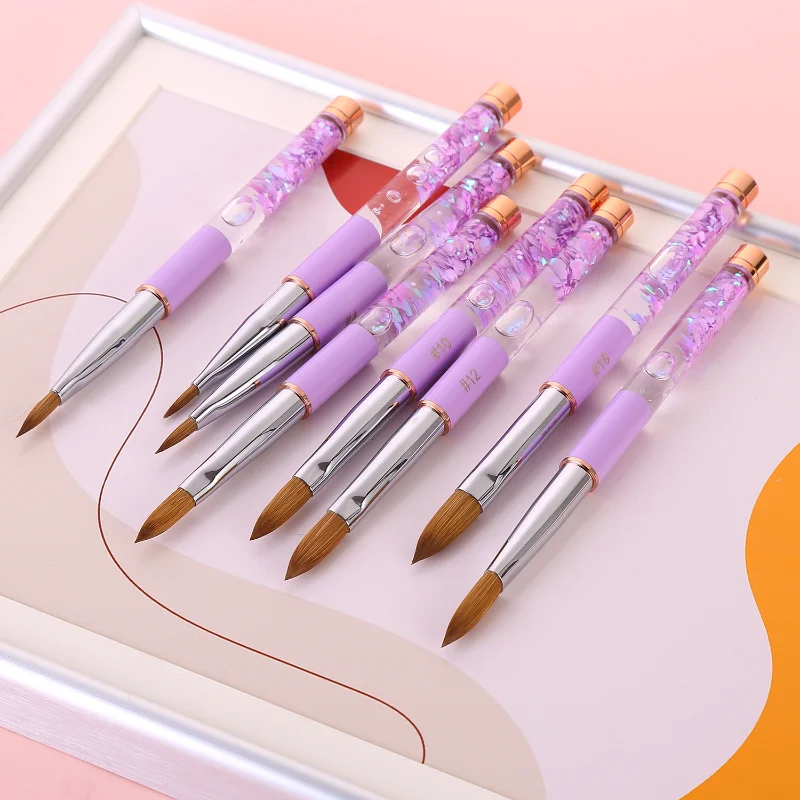 New Nail Brush Kolinsky Filled With Oil Purple Liquid Acrylic Rod Nail