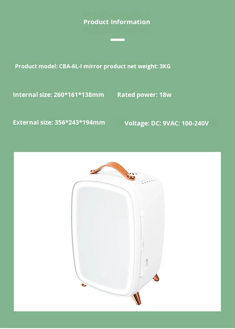 6L mirror led cosmetic refrigerator
