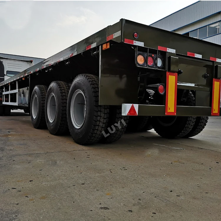 Good discount factory supply 60 tonne 3 axle cargo truck flatbed trailer