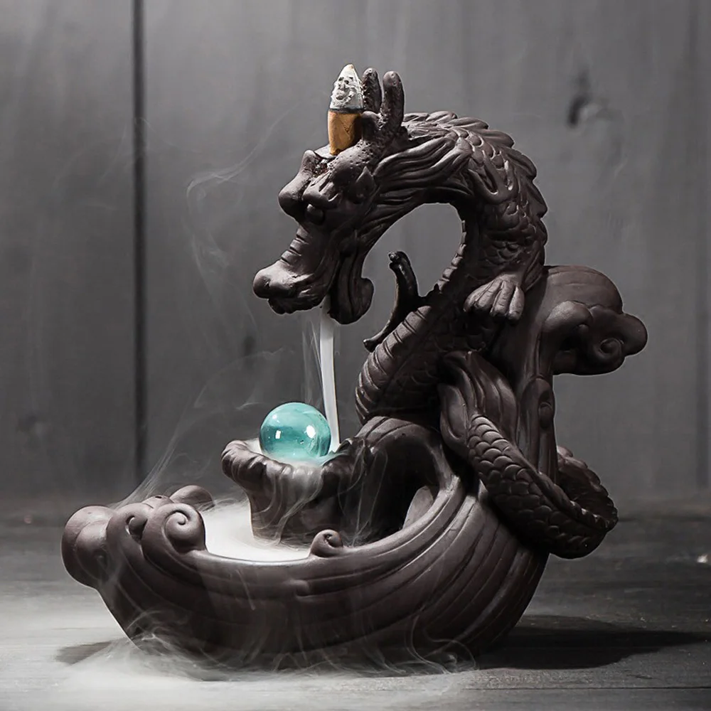 Worldwide Free Shipping Ceramic Backflow Incense Burner Dragon Ceramic Smoke Waterfall Incense Holder Censer