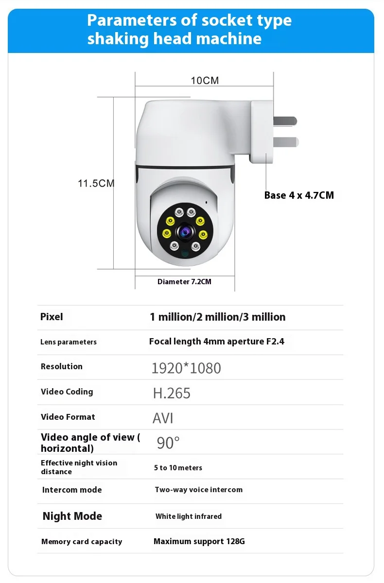 Cloudbirds V360pro Dome Indoor Smart HD Camera Wifi Dual Rotate Plug Security Alarm Pushing Function Zoom DVR Data Storage