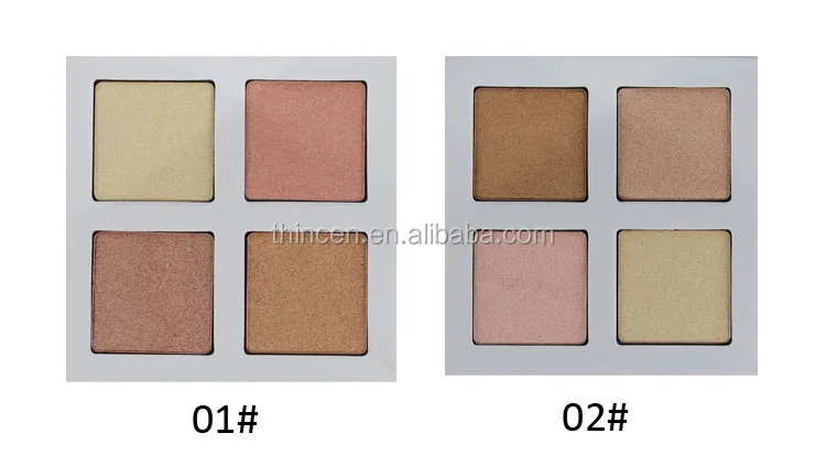 4 Colors Powder Type Long Lasting Waterproof Private Label Highlighter Palette Face Makeup Cosmetics