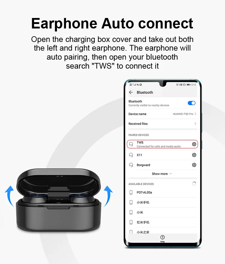 TW80 Blue tooth Earphone Mini Stereo Wireless Headset In Ear Earbuds Headphone with Microphone for ios iPhone Android Samsung - ANKUX.COM