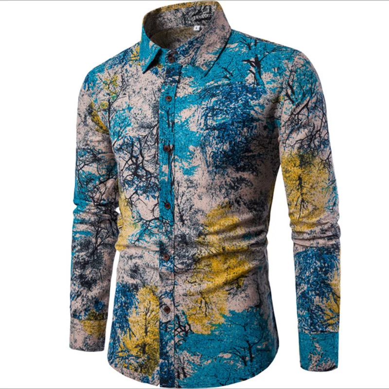 

new product for pring Men's fashion and leisure lim floral long-sleeve plus ize T-shirt men fashion hirt,2 Pieces