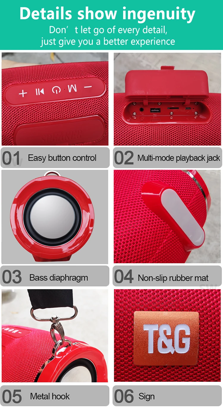 TG187 Speaker waterproof 4400mah high sound bass 50 watt subwoofer BT super bass wierless portable powerful bluetooth speaker - ANKUX.COM