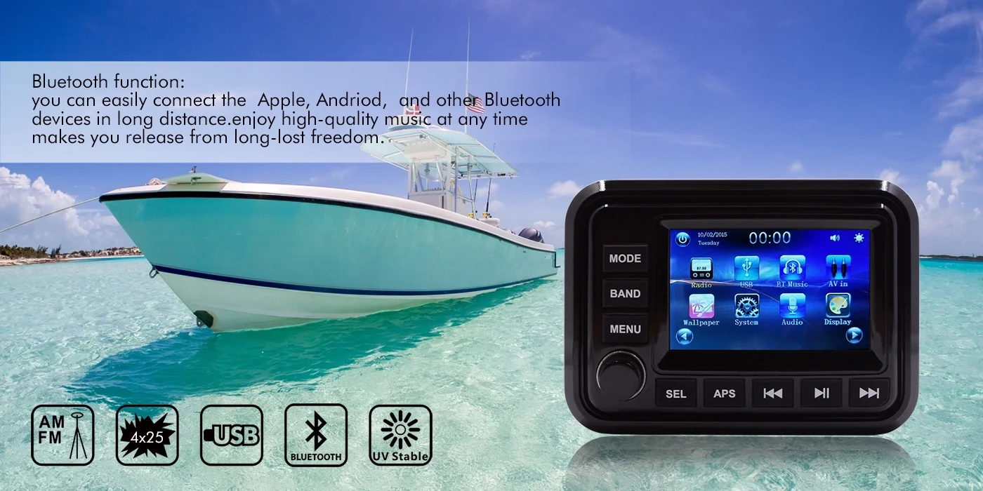 Factory Am/fm/dab Marine Speaker Waterproof Marine Player With 5" Tft