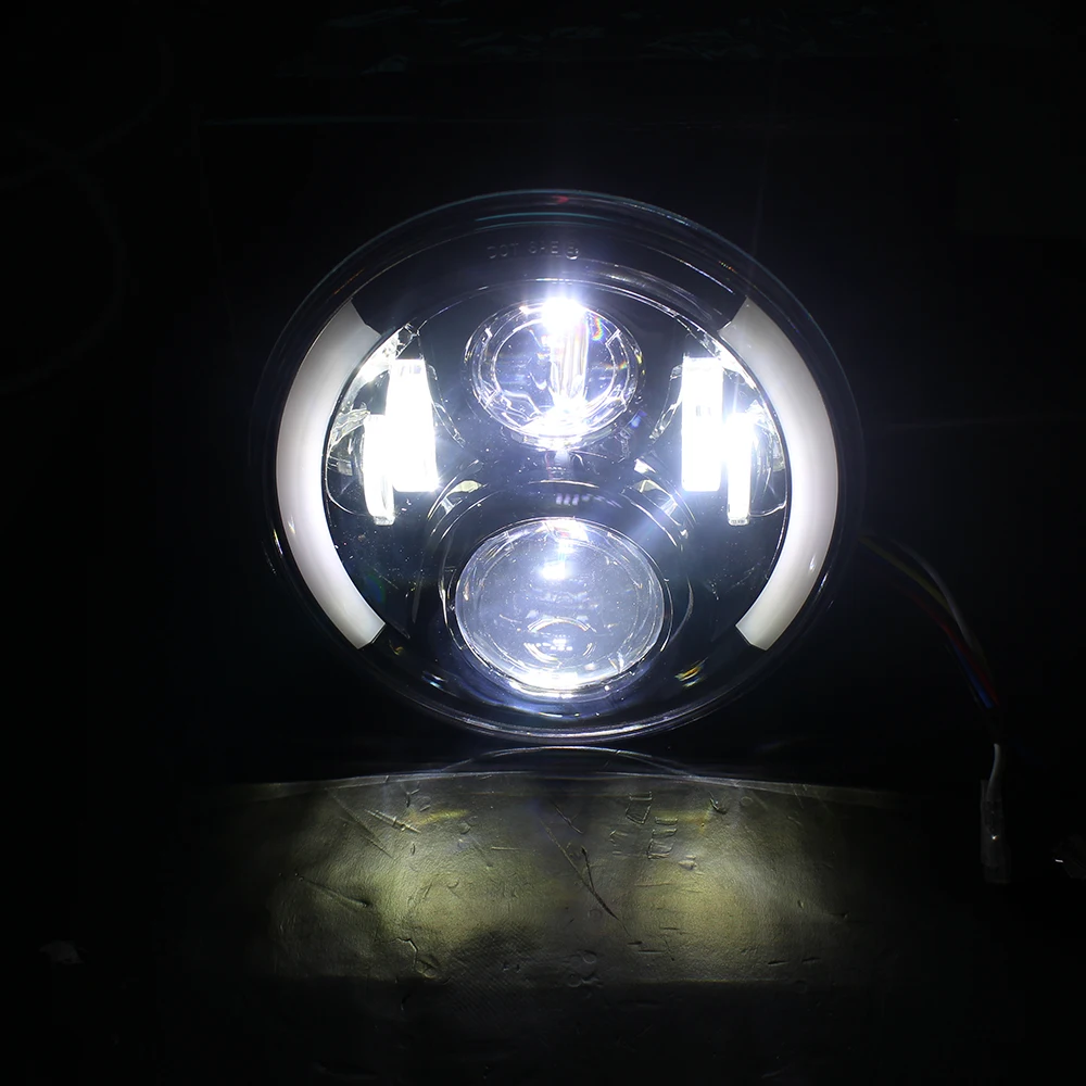 7 Inch LED Headlight Halo Angle Eye DRL Turn Signal Kits For Jeep Wrangler JK TJ CJ LJ Motorcycle