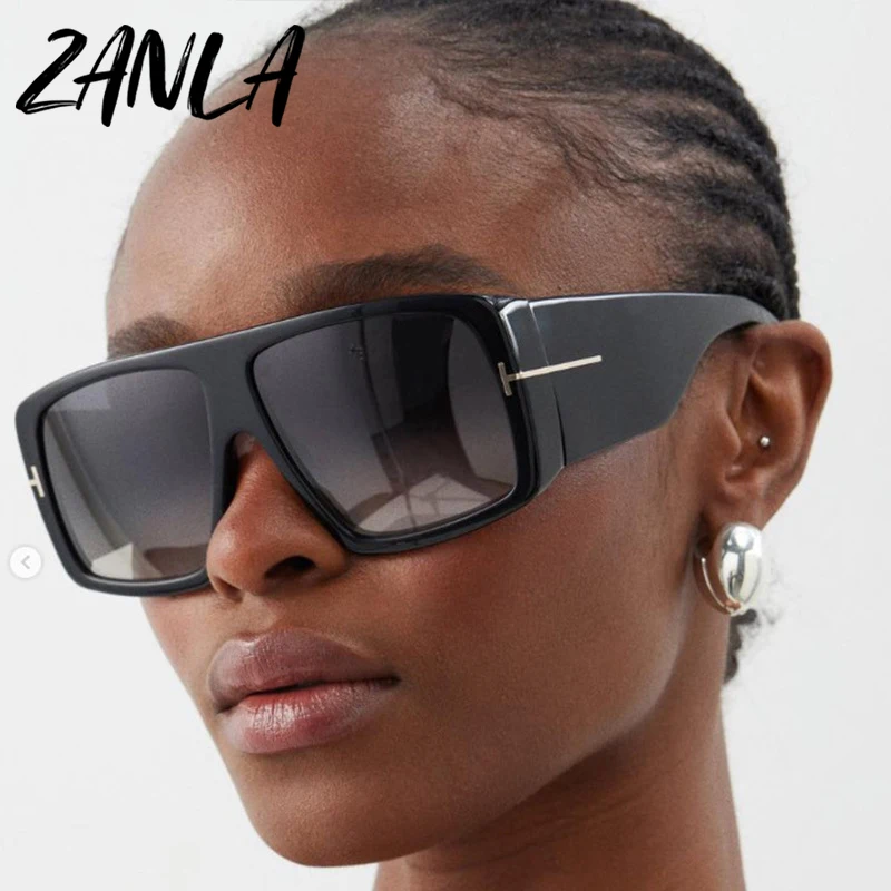 2024 Trends Y2k Oversized Square Sunglasses For Women Men T Letter Brand One Piece Sun Glasses Wide Leg Big Frame Punk Eyewear