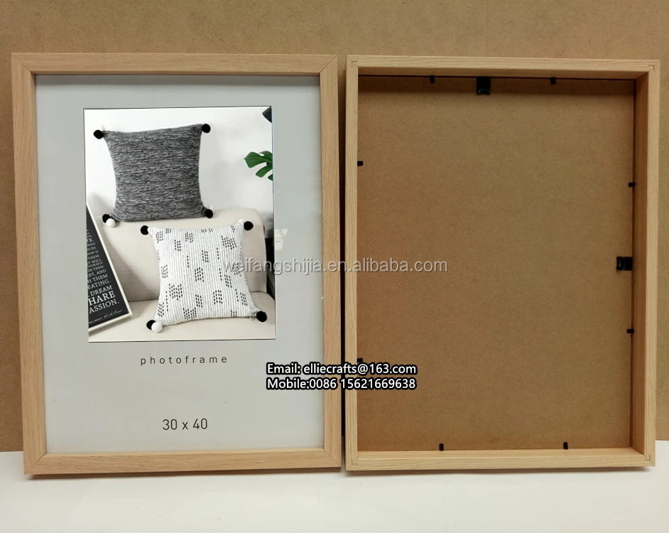 Bulk Wholesale Thick Oak Wooden Photo Frame Light Wood Color Wall