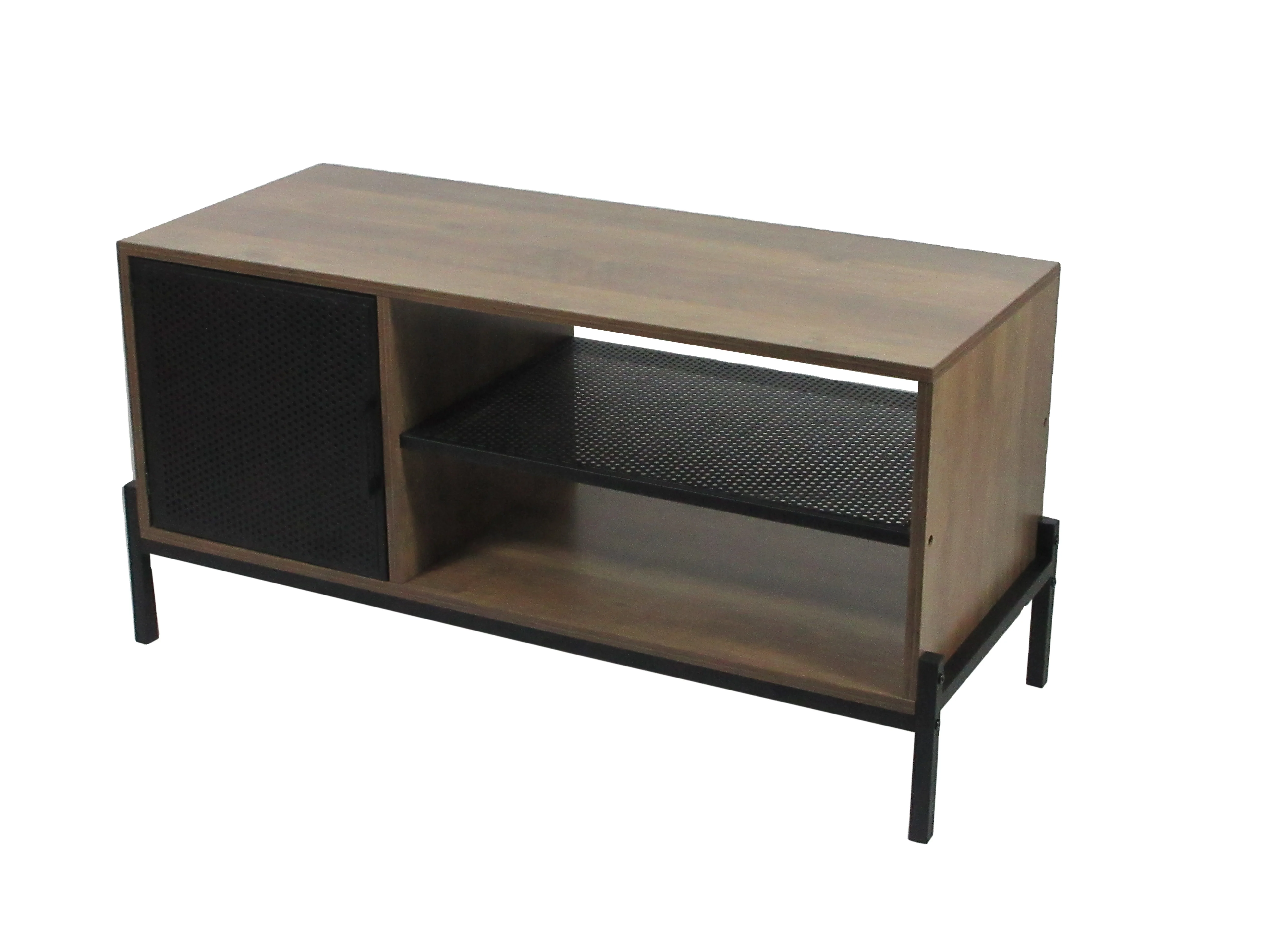 Wooden Tv Stand Metal Legs With Storage Shelf High Quality Stand With 2