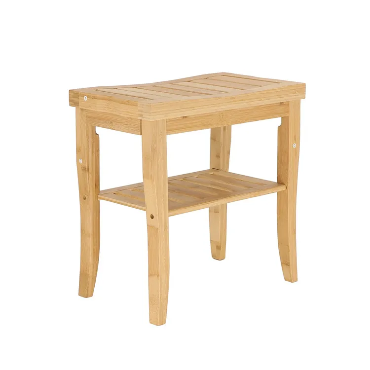 Bad Bad Stuhl Sitz Bambus Dusche Bank Mit 2 Tier Lagerung Regal - Buy
