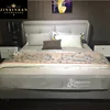 modern romantic furniture bedroom set single double size soft white microfiber leather hotel bed on sale