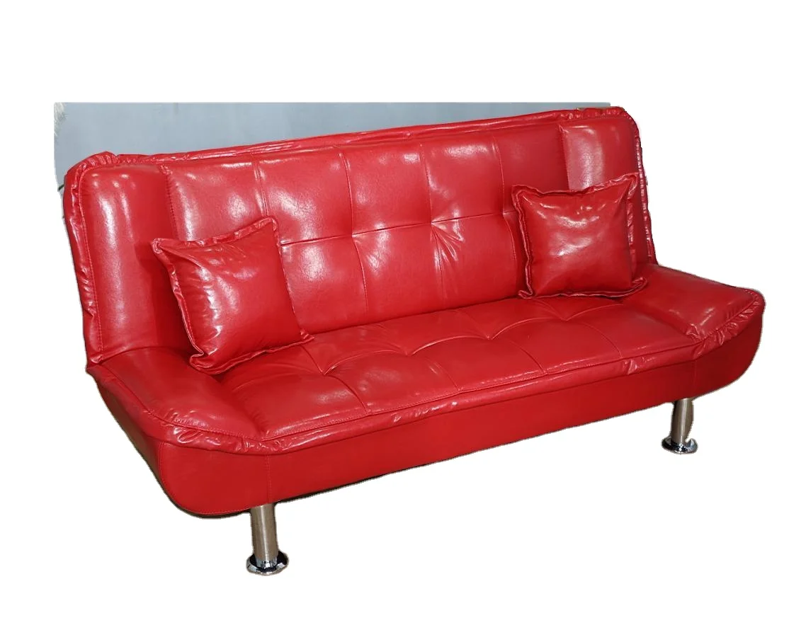 Red leather sofa bed sales