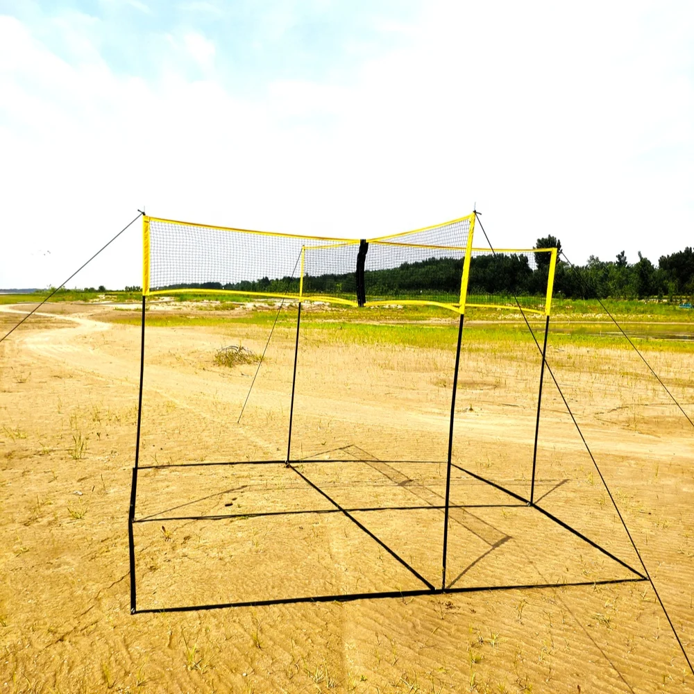 
Large Stock Beach Camping Yard Game Portable Four Square Meets Beach Volleyball Net And Post Set Wholesale 