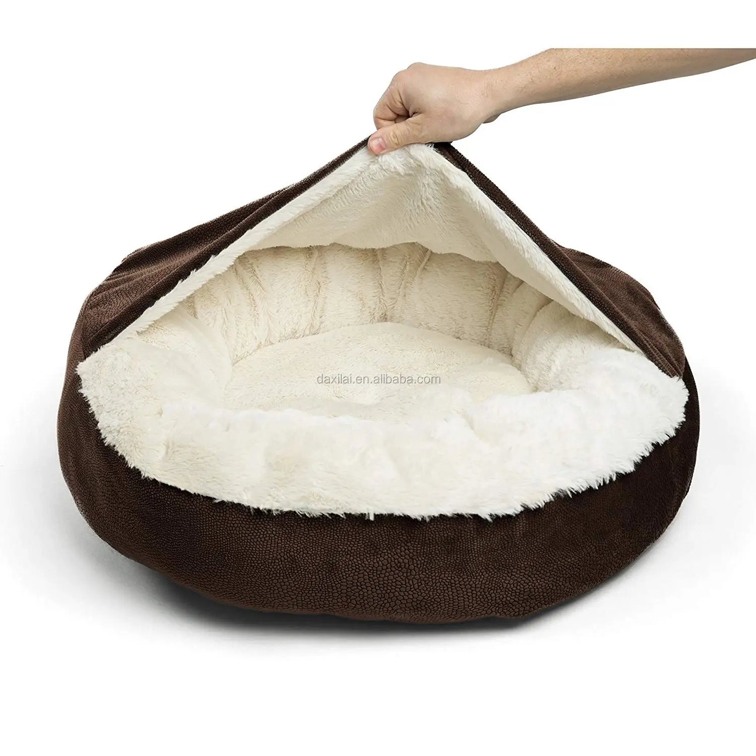 Orthopedic Round Faux Dog Bed Cuddle Pet Nest Cozy Dog Cuddler With Pet