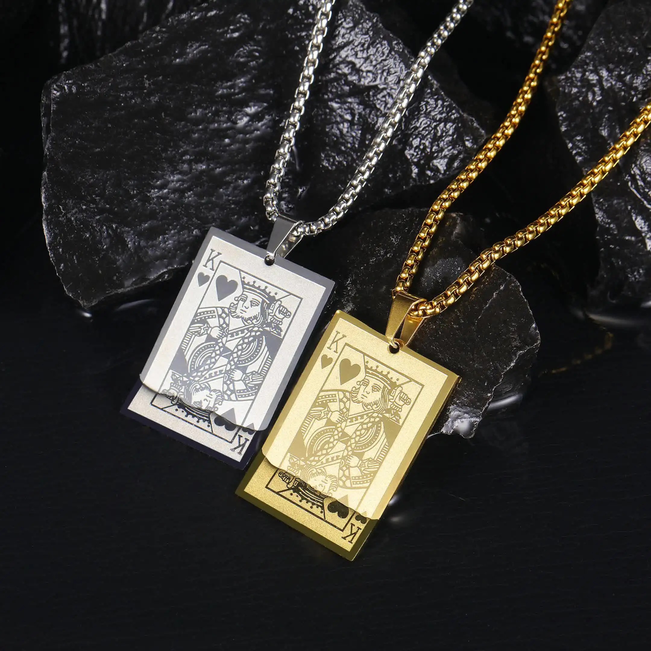 Hip Hop Men Jewelry Stainless Steel Poker Card Pendant