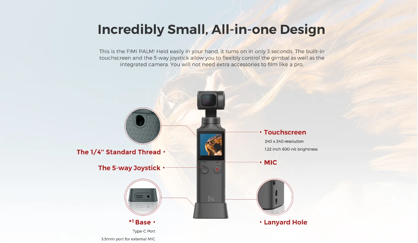 FIMI PALM camera 3-Axis 4K HD Smallest Handheld Gimbal 4