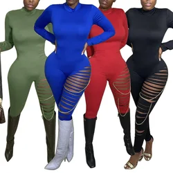 2021 new sexy hollow out plus size jumpsuit milk silk long jumpsuit for women bodysuit jumpsuit