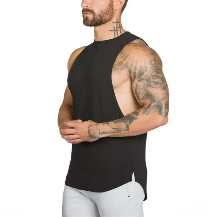 Mens New Design Mens Vest Tops Oversized Gym Wear Big Armhole Open Side ...