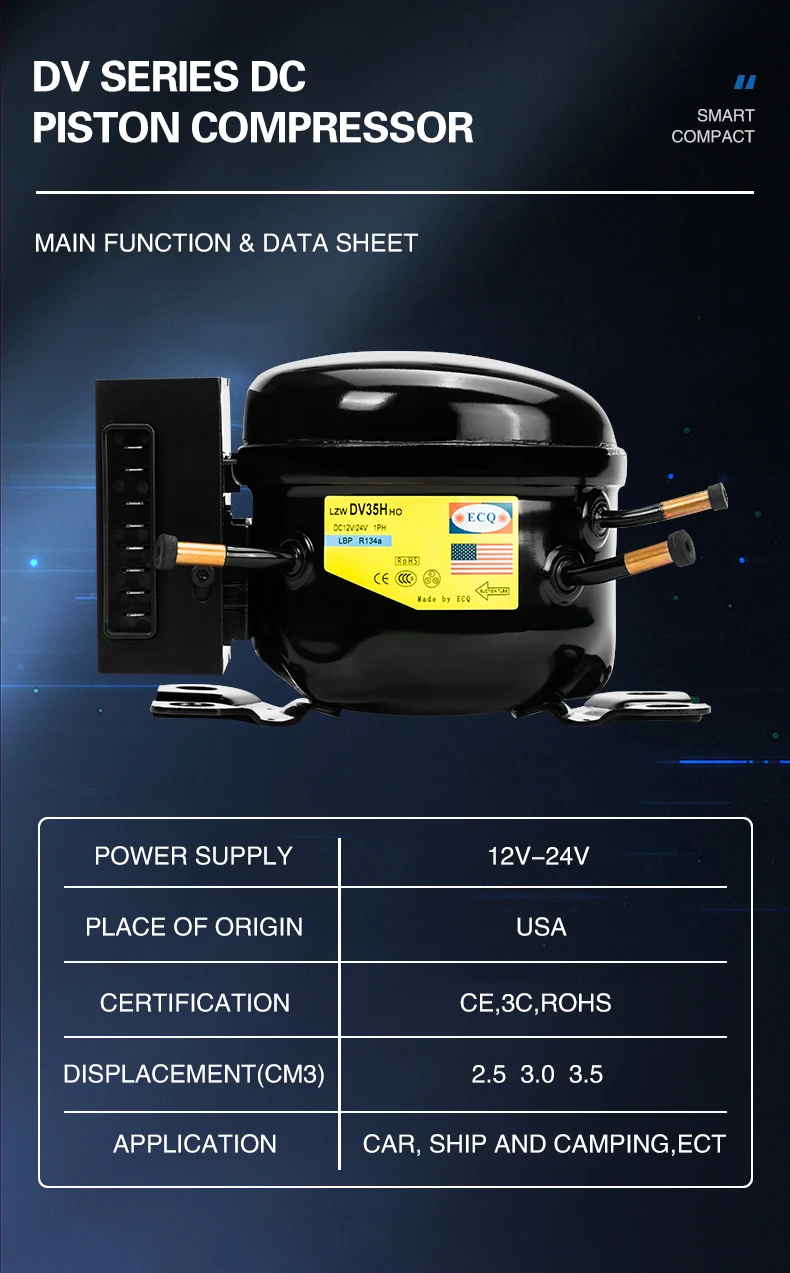Ecq 12v/24v Refrigeration Dc Freezer Compressor Buy 12v/24v