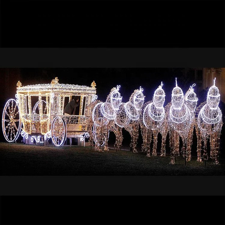 Outdoor White Lighted LED Christmas Santa Claus Sleigh Reindeer Light