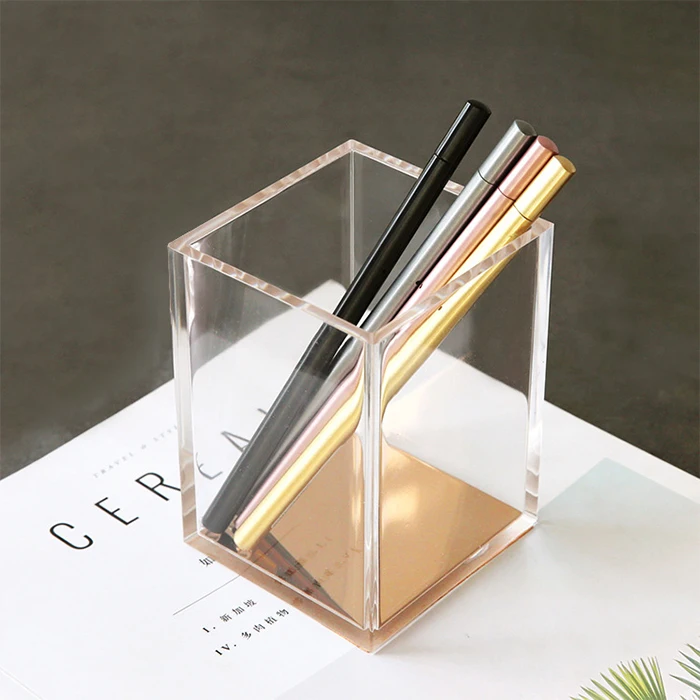 Acrylic Pen Holder Clear Desktop Pencil Cup Stationery Decorative