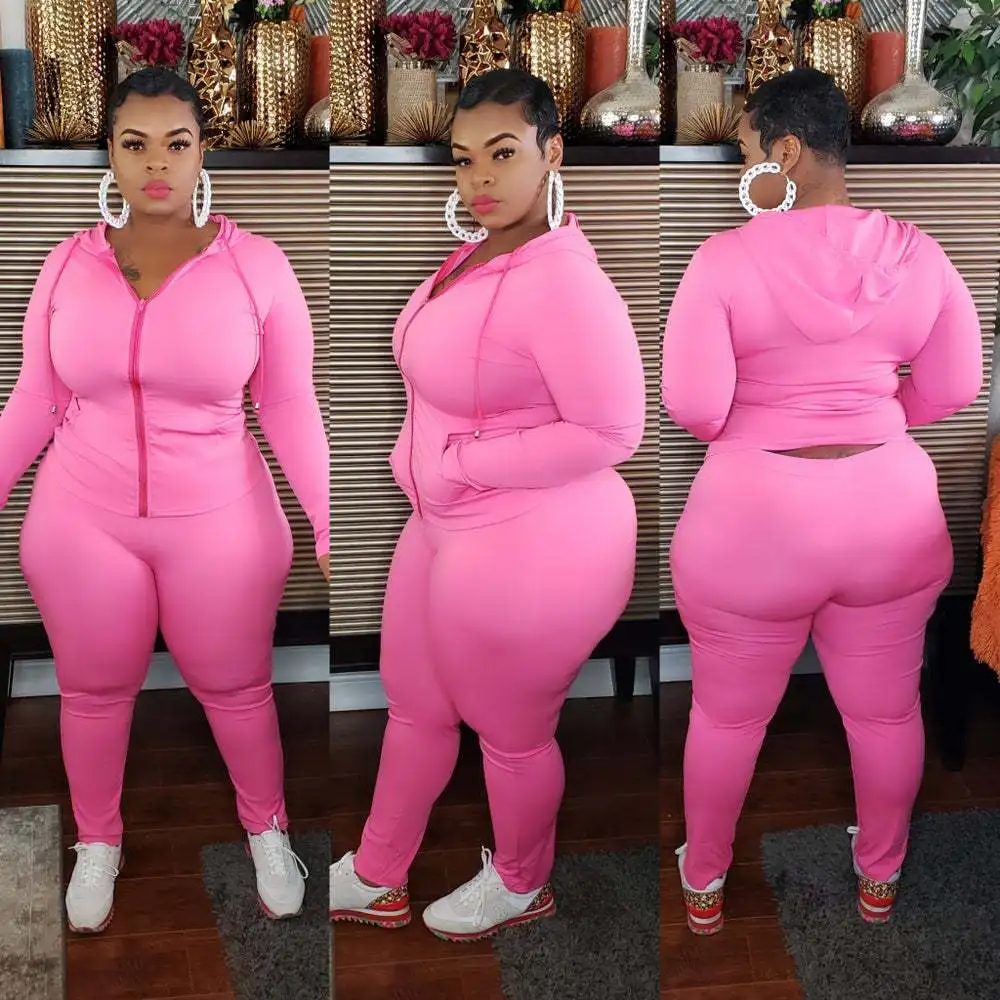 pink sweatsuit plus size