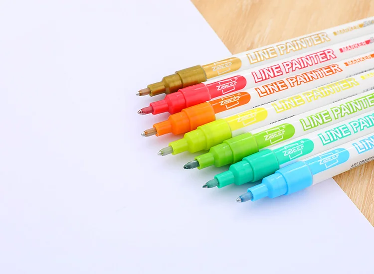 12 glitter colors double line pen