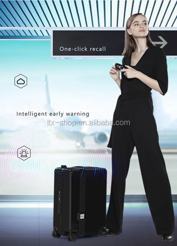 Mobile APP Remote Controller Automatic Following Smart Suitcase Riding On Scooter Intelligent Luggage With USB Charge