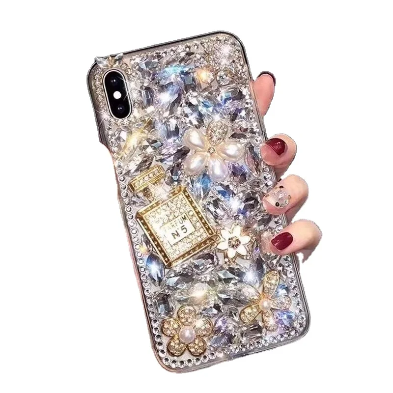 Luxury Diamond Perfume Bottle Shaped Handmade Phone Case Cover For