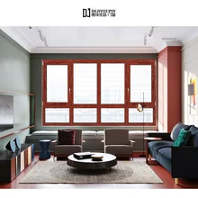 Роскошные Prefab дом W55 тройной застекленной Алюминий Одетый деревянный шкаф фиксированной окна с безопасности экран сетки