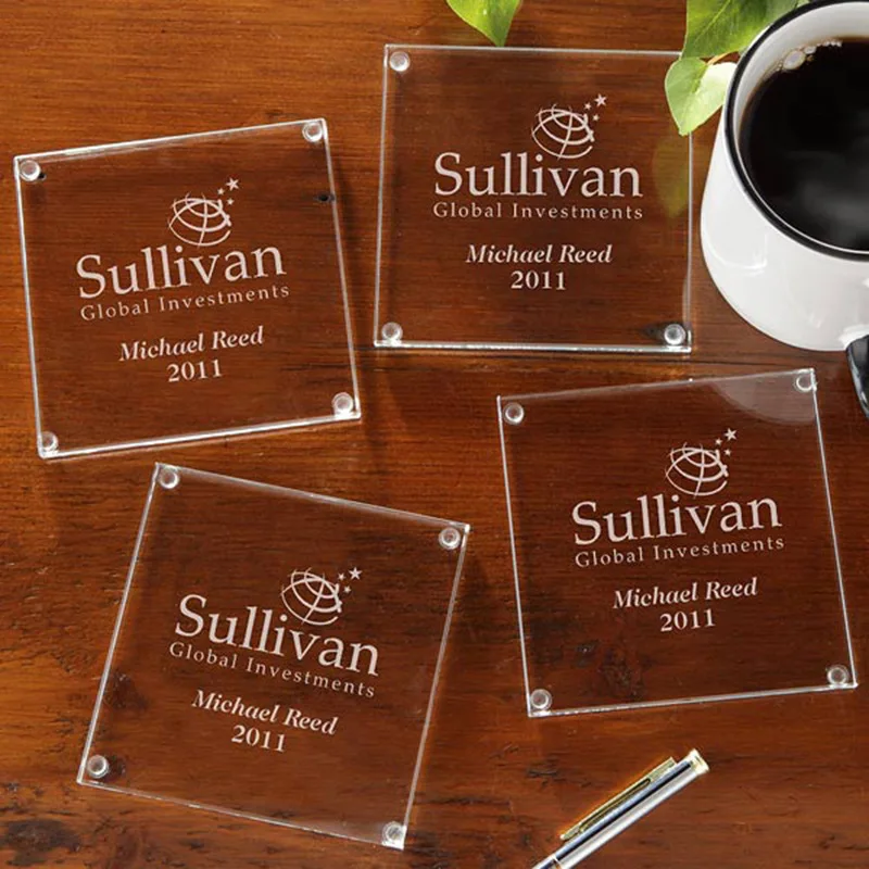 Custom Wholesale Sublimation Glass Coasters Wedding Favors Clear Blank