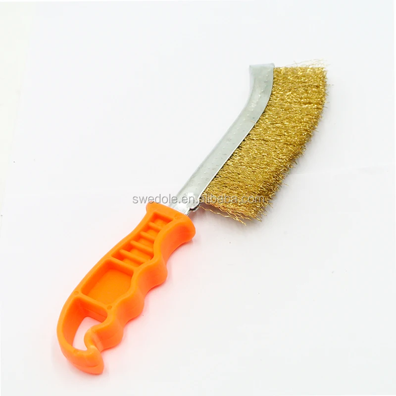 Satc Brass Coated Steel Knife Brush With Plastic Handle Cleaning