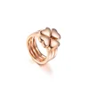 BAOYAN Rose Gold Plated Love Heart Clover Stainless Steel Women Engagement Rings
