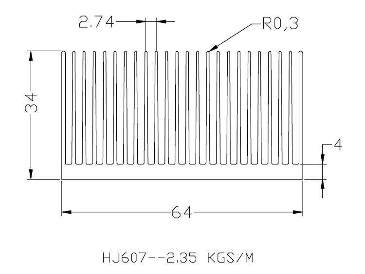 Large Surface Area Led Light Heatsink 64(w)*34(h)*100(l)mm Buy Cob