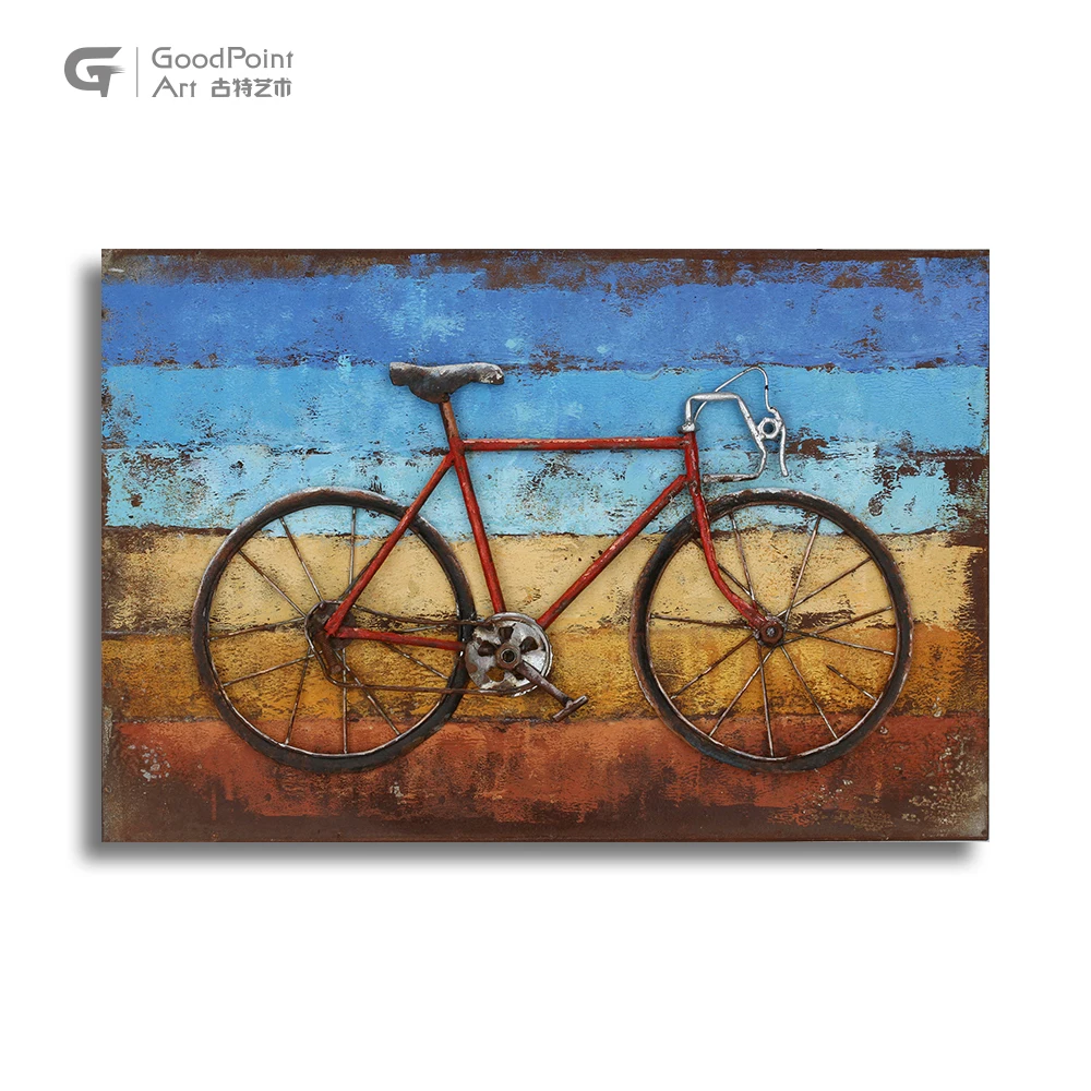 商店装饰3d木墙艺术cewative金属波普艺术自行车绘画 - buy elegant