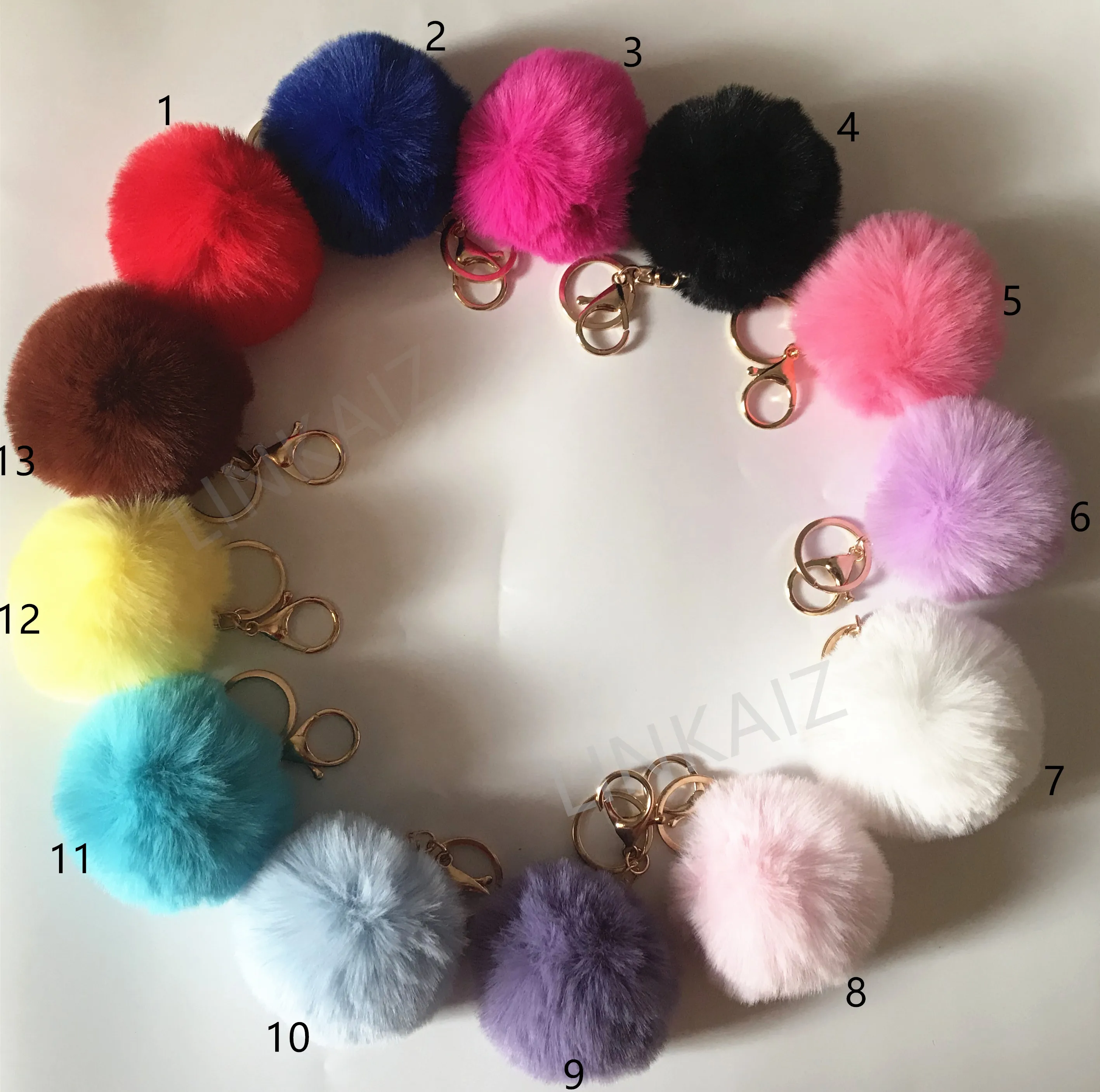 New Item Rabbit Fur Ball Pom Pom Puffball Keychains Buy Puffball
