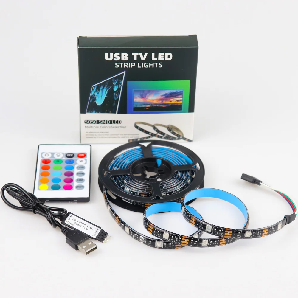 NEW TV LED Backlights, 5V USB 5050 RGB LED Strip Lights Flexible with Remote