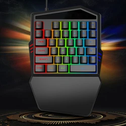 Great Roc wholesale rainbow RGB professional 35 keys USB single hand one hand portable wired gaming keyboard and mouse combos