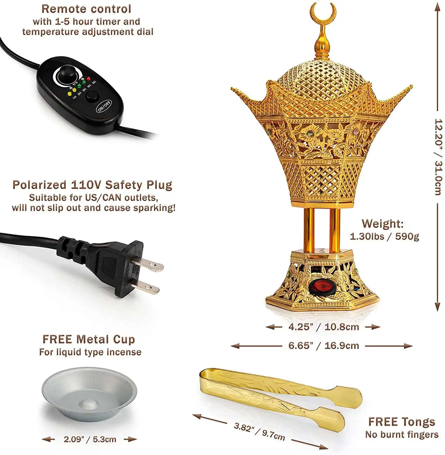 Incense Electric Burner Mini With Lighter Mabkhara Waterfall Top Amazon