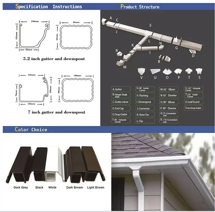 Water Collectors System Pvc Rain Gutters And Down Pipes Rainwater