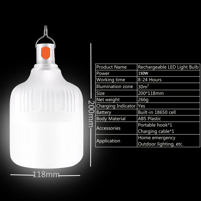High Power Usb Charging 80w 100w 150w Led Emergency Light Bulb